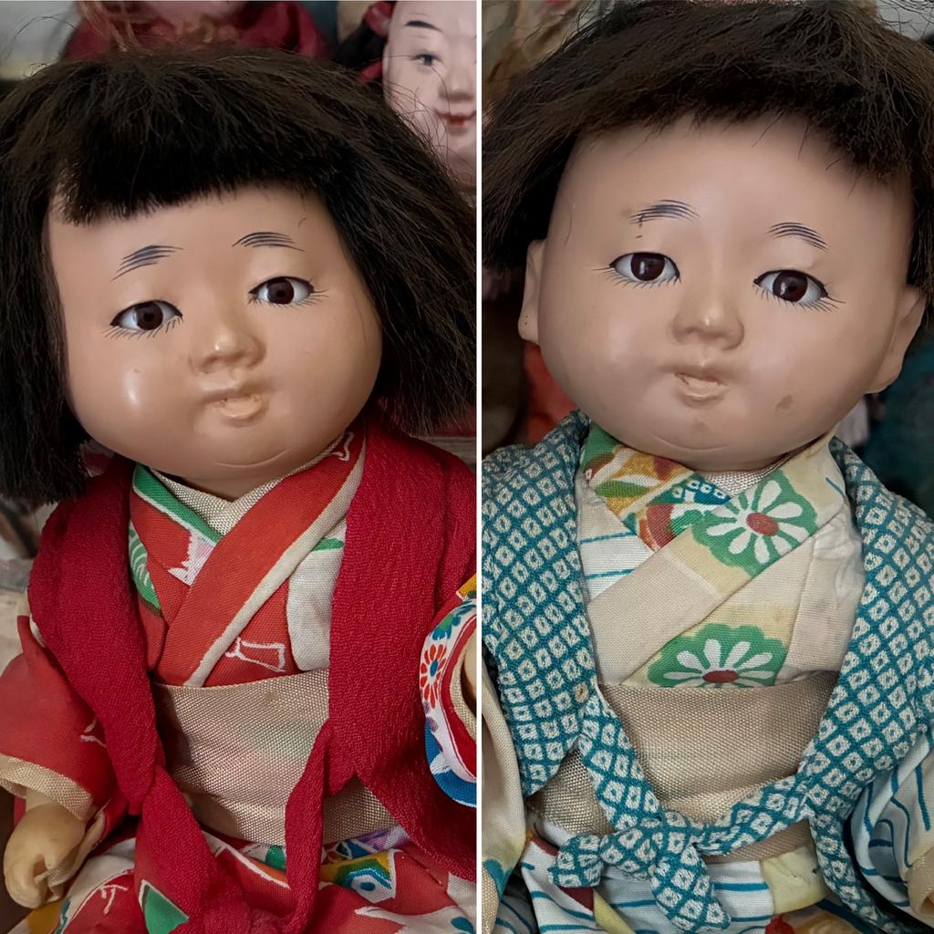 🌿Pop, 2 SCHATTIGE CELLULOID JAPANSE POPPEN”🌿40er jaren, Antiek en Kunst, Verzenden