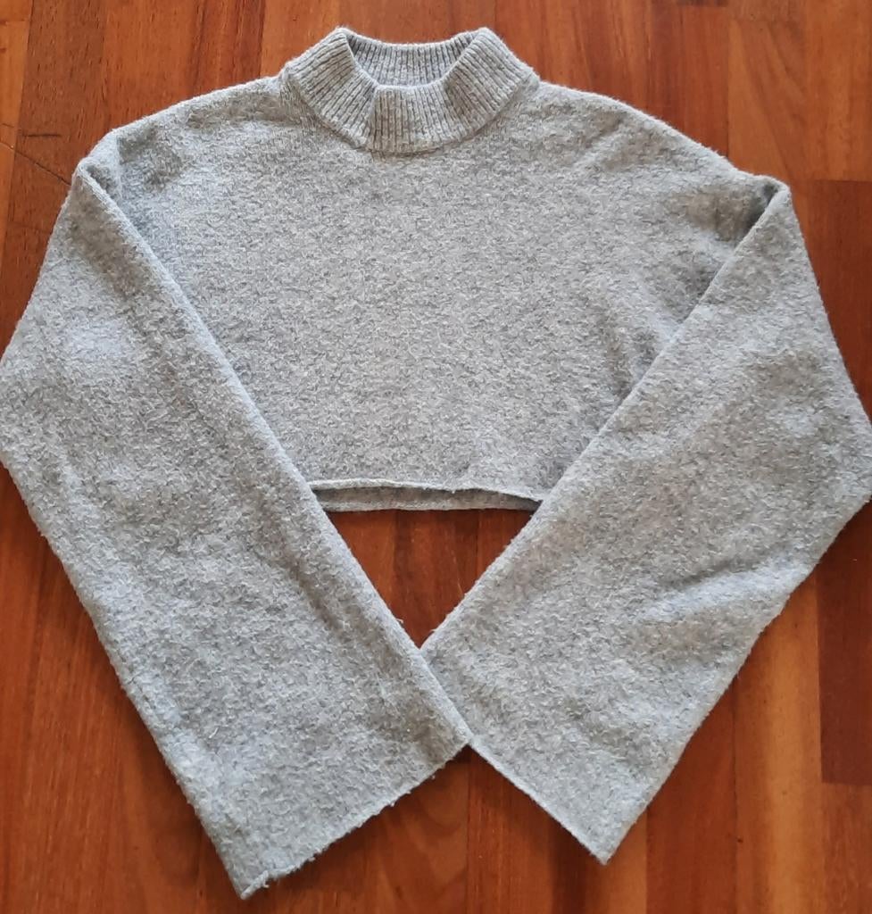 Monki Cropped Trui Grijs XXS, Kleding | Dames, Truien en Vesten, Ophalen of Verzenden, Zo goed als nieuw, Monki, Maat 34 (XS) of kleiner