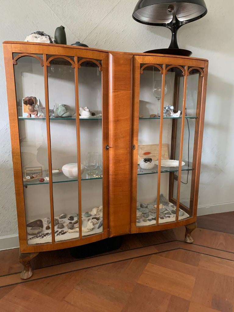 Fraaie Art Deco kast, mahony. Ca 1930, zeer goede staat, Huis en Inrichting, Kasten | Vitrinekasten, Ophalen of Verzenden, 25 tot 50 cm