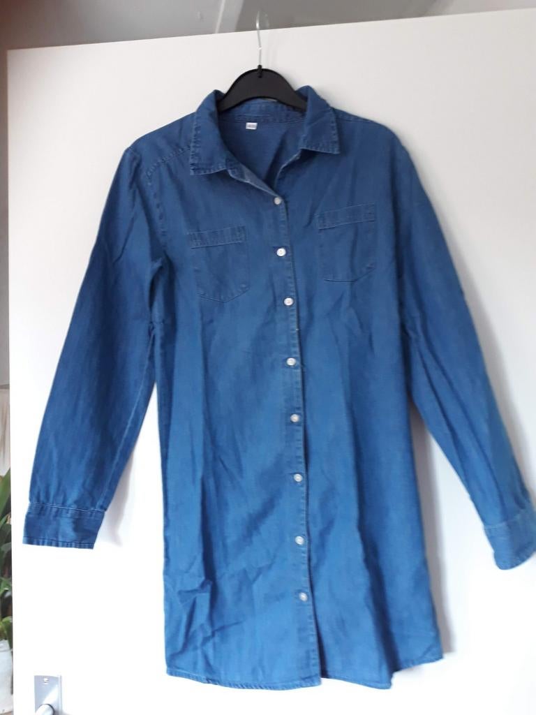 Leuke lange jeans blouse maat 146, Kinderen en Baby's, Kinderkleding | Maat 146, Ophalen of Verzenden, Zo goed als nieuw, Meisje