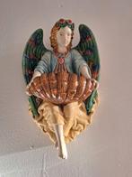 Keramiek geglazuurde engel met wijwaterbakje, Antiek en Kunst, Ophalen of Verzenden