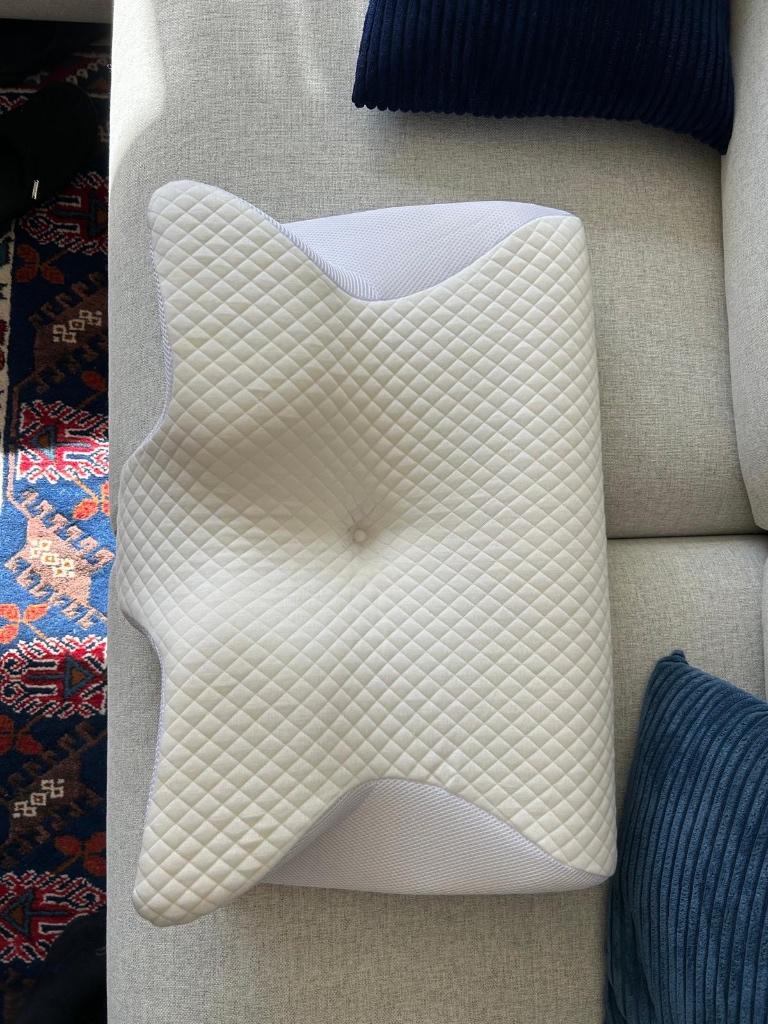 HOMCA 2-in-1 Ergonomic Neck Pillow, Memory Foam Pillow, Ophalen, Eenpersoons, Wit, Zo goed als nieuw