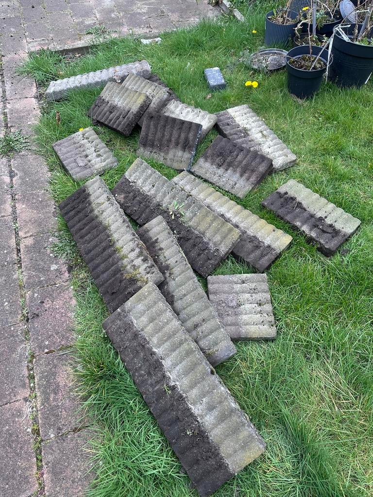 Grijze graskanttegels / Borderranden beton / rondoband, Tuin en Terras, Tegels en Klinkers, Ophalen, Gebruikt, Beton, Overige typen