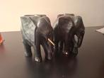 Ebbenhout olifanten, waterdrager en dame, Antiek en Kunst, Kunst | Beelden en Houtsnijwerken, Ophalen