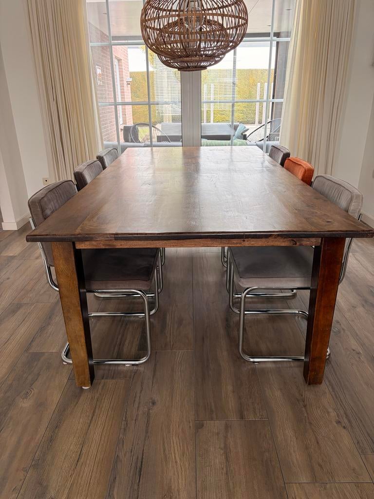 Grote eettafel 240x120x80 cm voor 8 personen, Huis en Inrichting, Tafels | Eettafels, Ophalen, Gebruikt, 100 tot 150 cm, 200 cm of meer