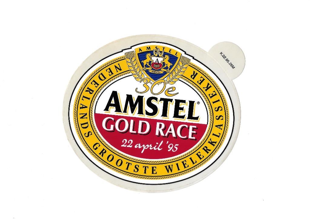 Grote Amstel Gold Race 1995 -sticker ca. 15x16cm - € 1.00., Verzamelen, Biermerken, Verzenden, Nieuw, Overige typen, Amstel