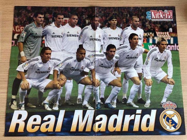 Real Madrid Poster - Galacticos Tijdperk, Verzamelen, Sportartikelen en Voetbal, Zo goed als nieuw, Poster, Plaatje of Sticker