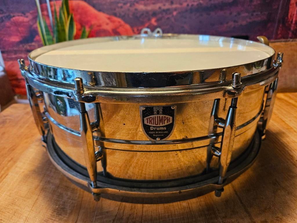 Schitterende Triumph vintage snare drum 1945-1952, Muziek en Instrumenten, Drumstellen en Slagwerk, Ophalen of Verzenden, Zo goed als nieuw