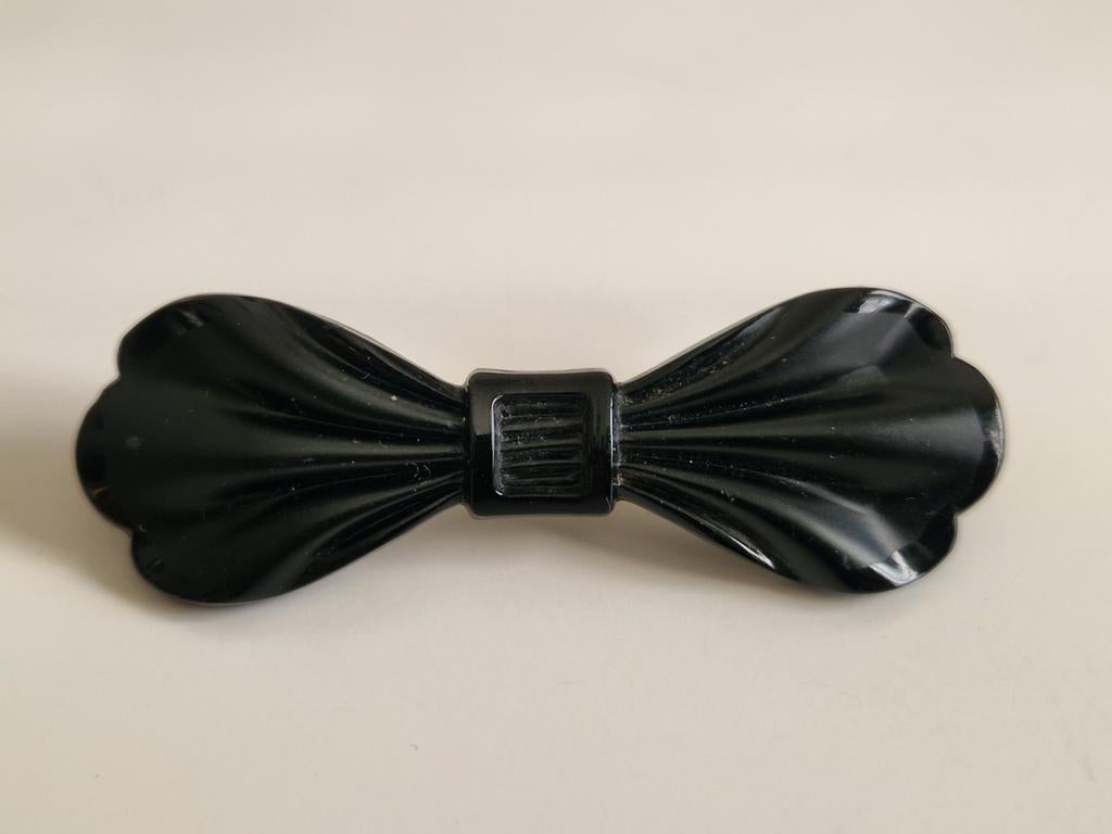 Antiek gitten rouwbroche, strik., Verzenden