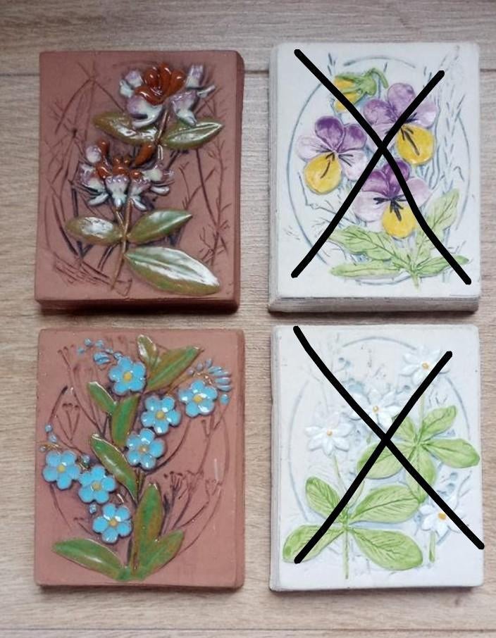 Jie Gantofta handgedecoreerd miniatuur bruine wandtegeltjes, Ophalen