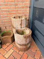 6 stapelbare bloembakken, Tuin en Terras, Bloembakken en Plantenbakken, Ophalen, Zo goed als nieuw, Rond, Minder dan 30 cm