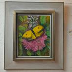 Schilderij olieverf op doek vlinder gesigneerd, Ophalen of Verzenden