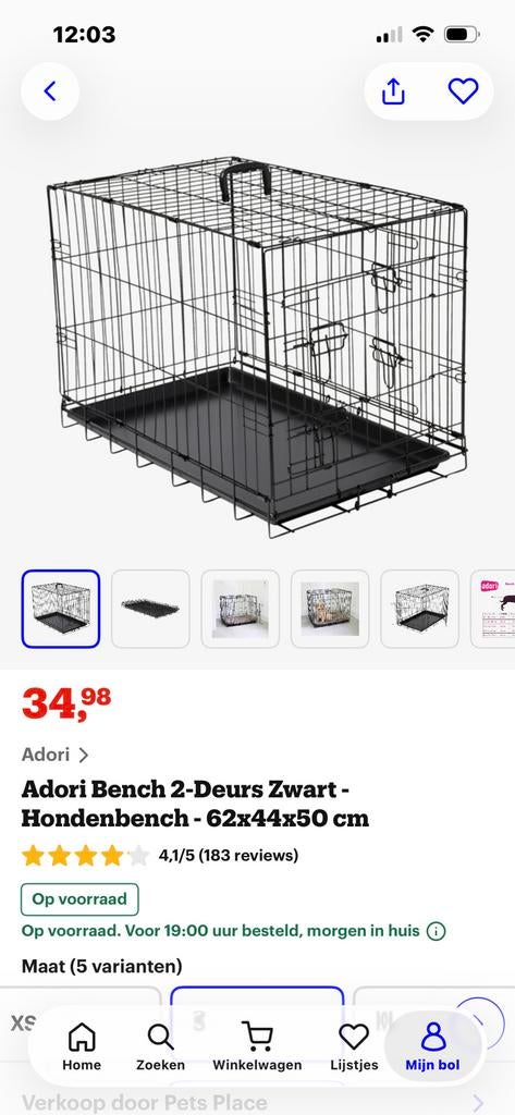 Hondenbench, Dieren en Toebehoren, Ophalen, Zo goed als nieuw, Minder dan 65 cm