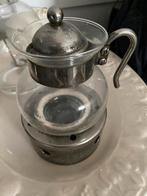 Vintage Glazen Theepot met Warmhouder, Huis en Inrichting, Keuken | Keukenbenodigdheden, Ophalen, Gebruikt