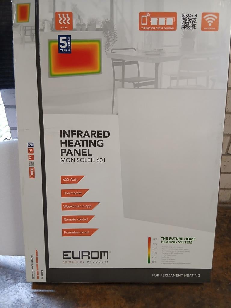 Eurom infraroodpanelen 600 watt. Type: mon soleil 601., Ophalen, 30 tot 80 cm, Overige typen, 60 tot 150 cm