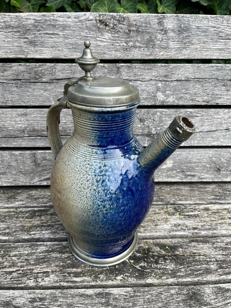 Steengoed Kruik Tuitkan zgn. Bürgeler Blauschürze om 1800, Ophalen of Verzenden