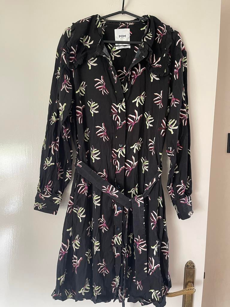 POM Amsterdam jurk met bloemenprint - Maat 38, Maat 38/40 (M), Verzenden, Zwart, Zo goed als nieuw