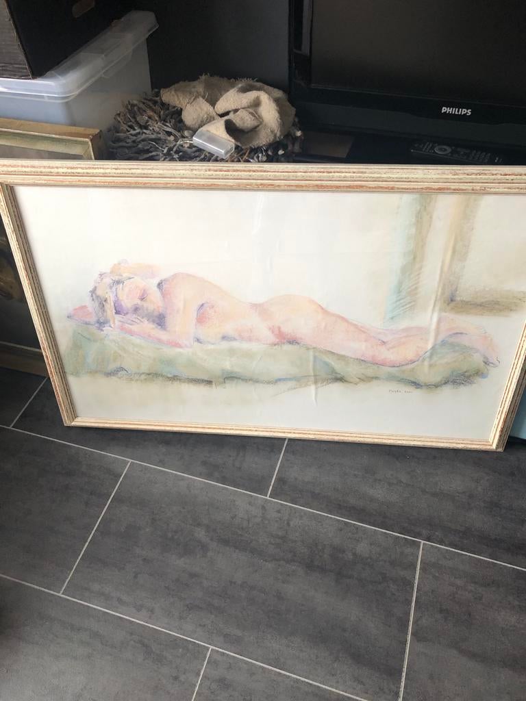 Schilderij naaktstudie liggende vrouw, Ophalen of Verzenden