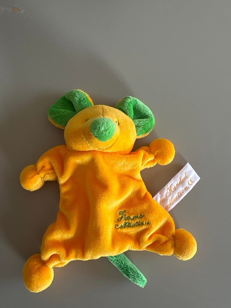 Tiamo Muisje Knuffeldoekje - Geel/Groen, Ophalen of Verzenden, Gebruikt, Overige typen