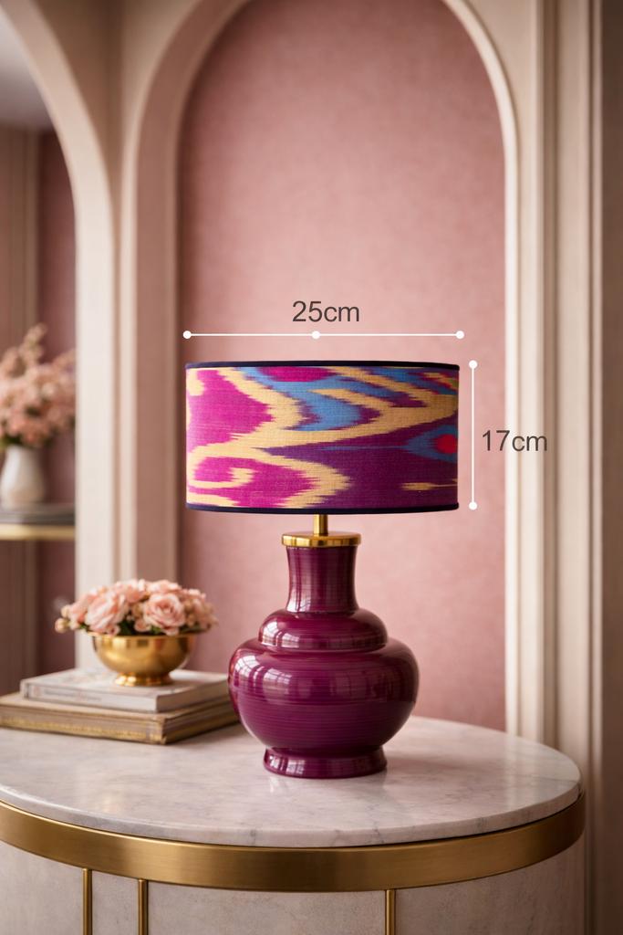 Nieuwe handgemaakte ikatzijde lampenkap, Huis en Inrichting, Lampen | Lampenkappen, Ophalen of Verzenden, Nieuw, Rond, Minder dan 25 cm