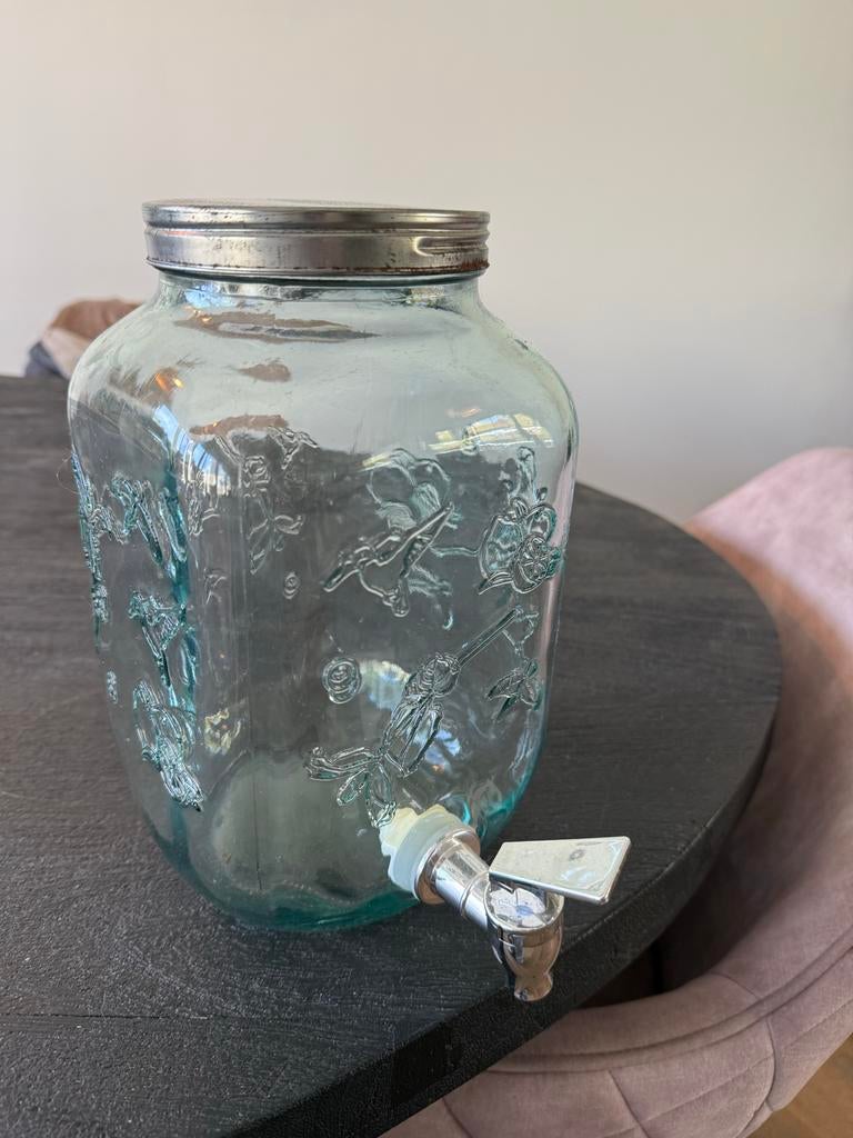 Glazen drankdispenser met tapkraan, Ophalen of Verzenden, Overige merken, Glas, Overige typen