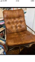 Vintage Bruine Leren Bureaustoel met Metalen Frame, Ophalen