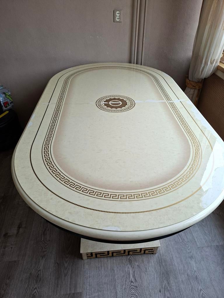 Grote eettafel Versace, Hoogglans, Italiaans 200x110, Ophalen, Gebruikt, 100 tot 150 cm, 200 cm of meer