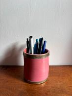 Vintage roze keramische pot Marokkaanse Safi stijl messing, Ophalen of Verzenden