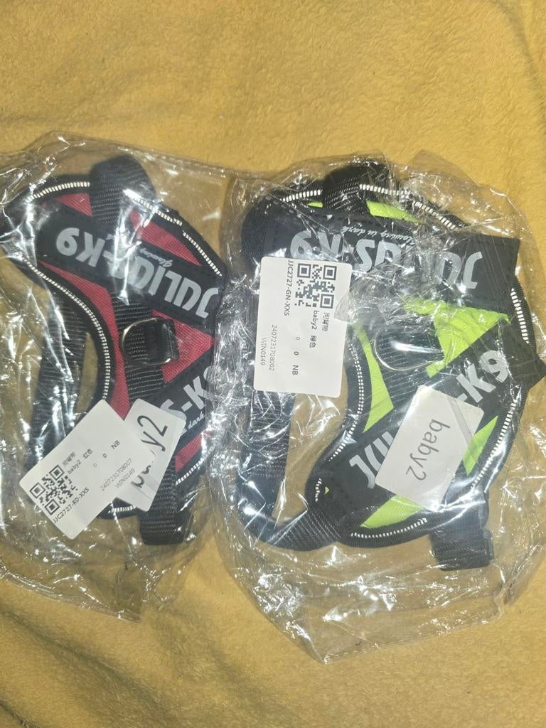 1 rode en 1 geel/groene honden tuigjes maat xxs, Ophalen, Nieuw