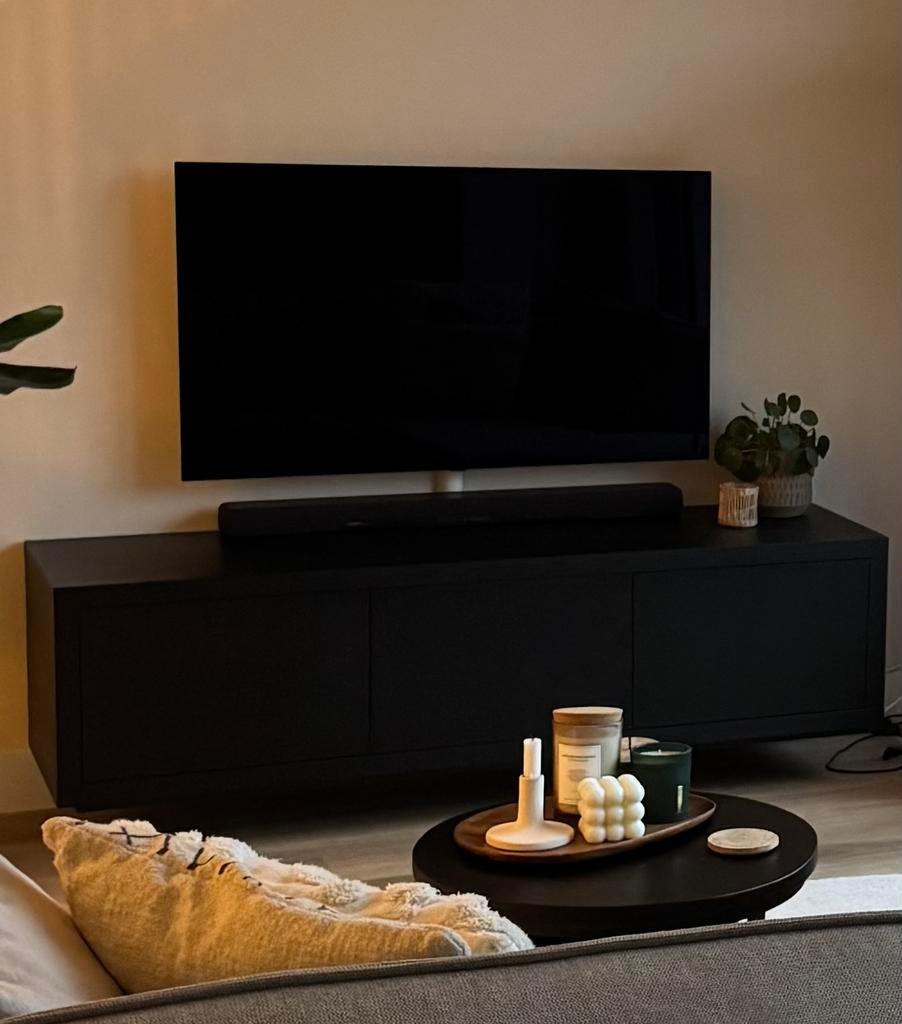 Tv meubel Barcelona 160 cm zwart, Huis en Inrichting, Kasten | Televisiemeubels, Ophalen, 150 tot 200 cm, Zo goed als nieuw, Minder dan 100 cm