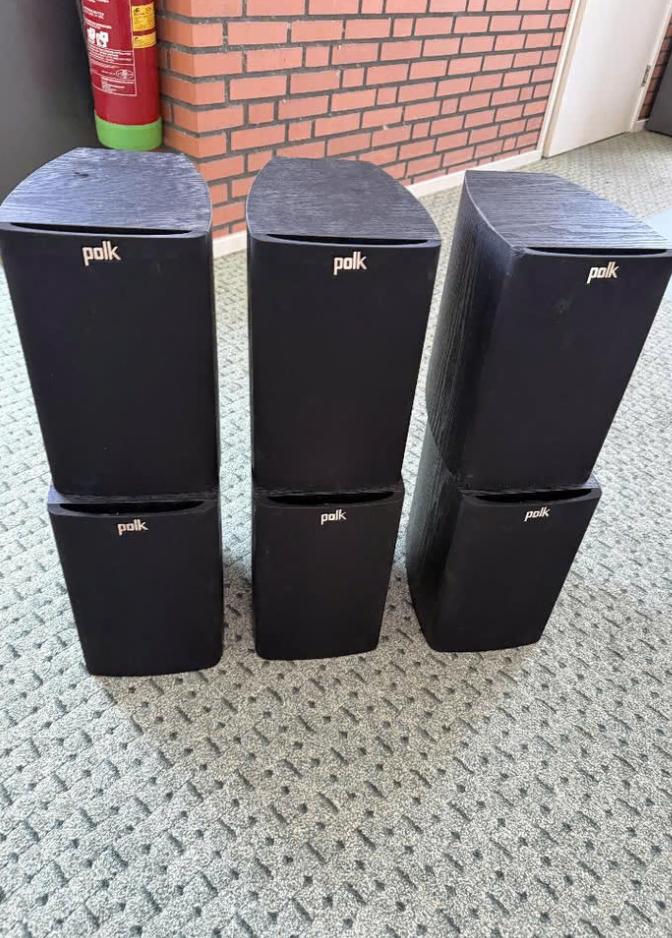 Te Koop: Set van 6 stuks Polk Audio TSx110B speakers, Gebruikt, 60 tot 120 watt, Front, Rear of Stereo speakers, Ophalen