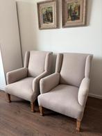 Klassieke oorfauteuil stoelen - beige linnen fauteuil, Ophalen, 75 tot 100 cm, 75 tot 100 cm