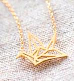 Ketting vogel orgami, Verzenden, Nieuw, Goud, Met hanger