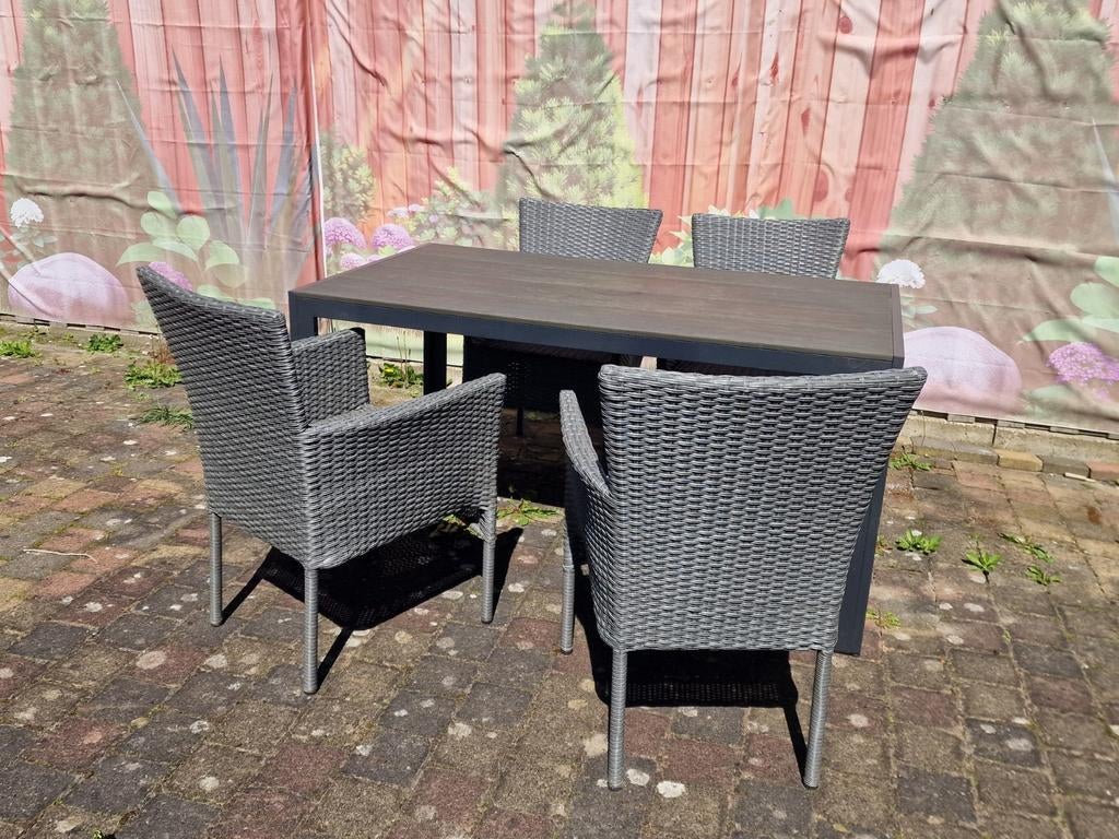 5-delige Jutlandia tuinset met wicker stoelen, 4 zitplaatsen, Gebruikt, Ophalen of Verzenden, Wicker