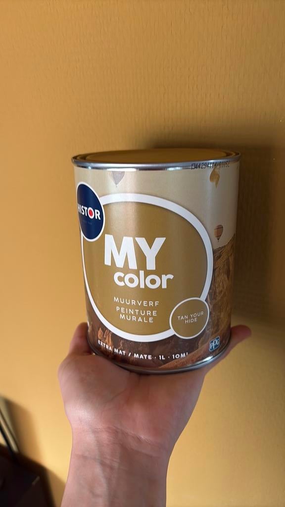 Histor muurverf, Doe-het-zelf en Verbouw, Verf, Beits en Lak, Ophalen, Gebruikt, Geel, Verf