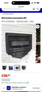 Brievenbus gietijzer muurplaat nostalgisch zwart nieuw, Ophalen of Verzenden, Nieuw, Overige materialen, Brievenbusklep