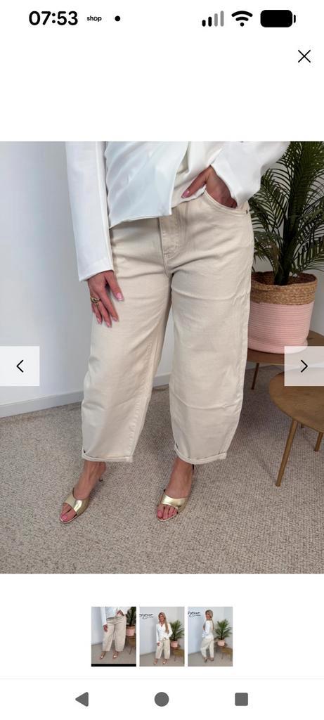 Jeans Paris, ballon jeans maat M/38, Kleding | Dames, Broeken en Pantalons, Zo goed als nieuw, Maat 38/40 (M), Beige, Ophalen of Verzenden