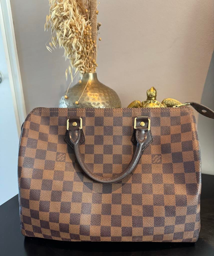 Louis Vuitton Speedy 30 Damier Ebene Canvas Handtas, Sieraden, Tassen en Uiterlijk, Tassen | Damestassen, Ophalen, Gebruikt, Bruin