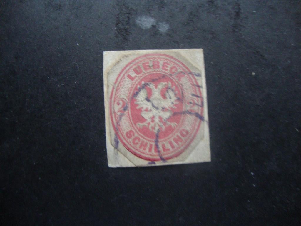 Lubeck nr. 10 gestempeld op briefstukje., Ophalen of Verzenden, Duitse Keizerrijk, Gestempeld