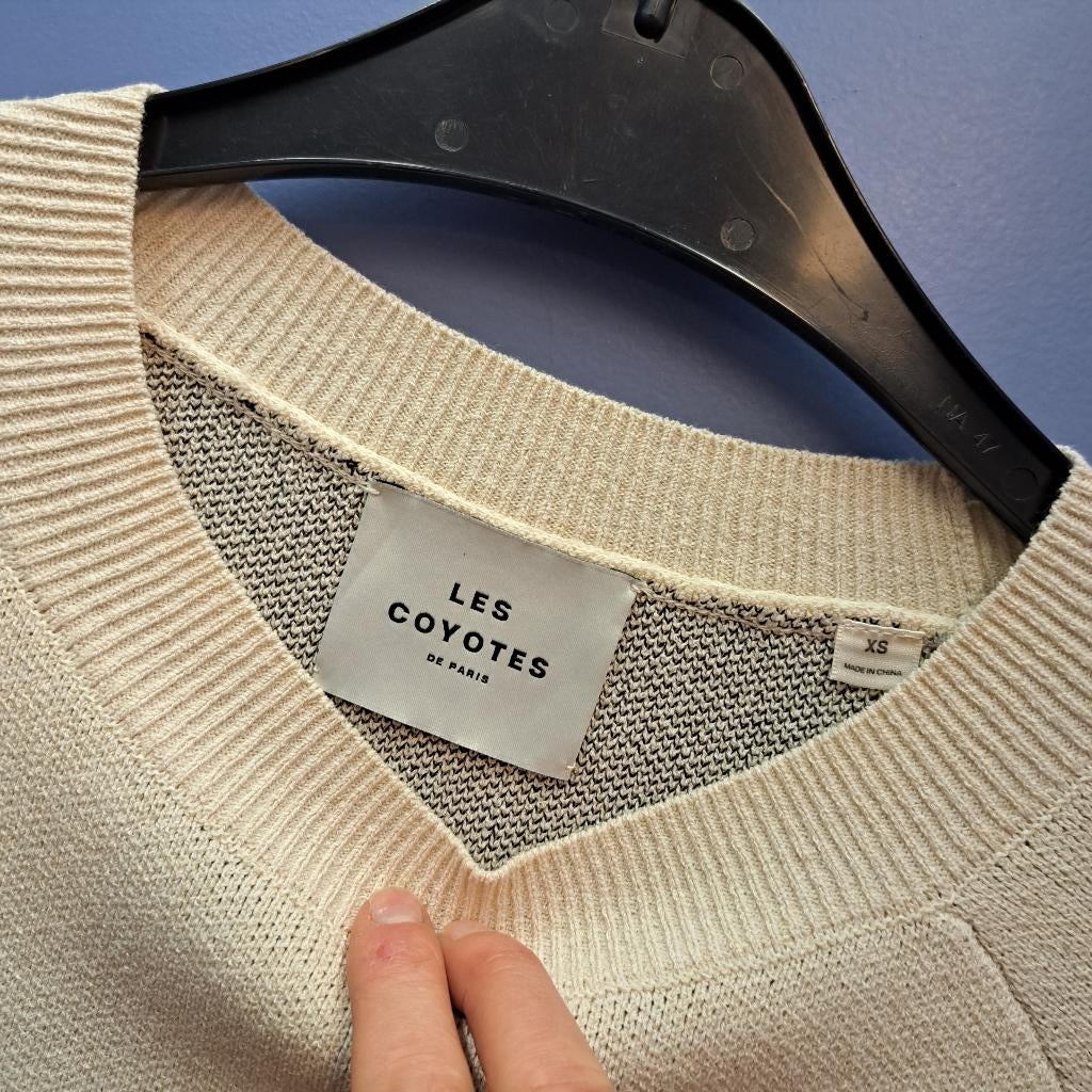 Les Coyotes de Paris ecru knitted trui zwarte tekst S 47701, ., Wit, Ophalen of Verzenden, Zo goed als nieuw