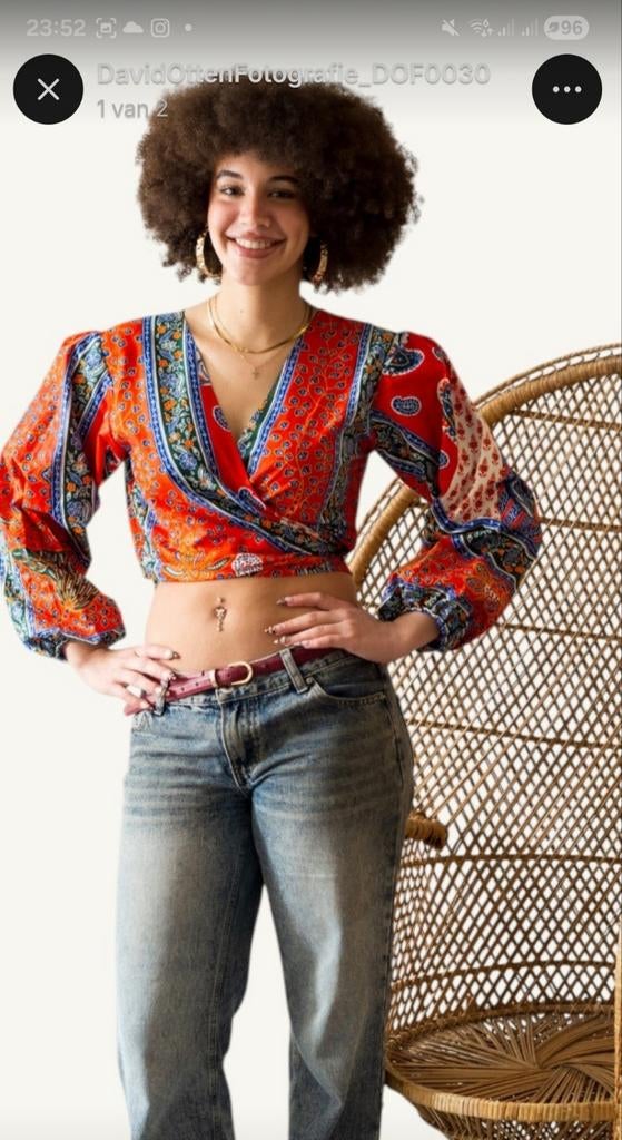 Wickel top met lange mouwen en Afrikaans print, Kleding | Dames, Maat 38/40 (M), Overige kleuren, Nieuw, Ophalen of Verzenden