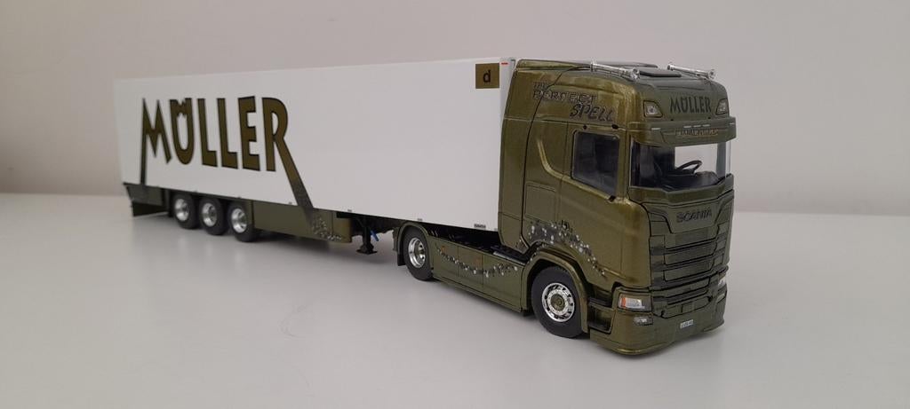 Tekno Scania S Müller, Hobby en Vrije tijd, Modelauto's | 1:50, Ophalen of Verzenden, Zo goed als nieuw, Bus of Vrachtwagen