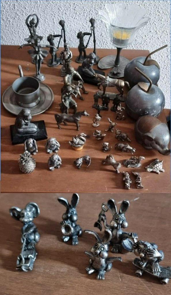 Verzameling van verschillende Tin beeldjes 44 stuk, Antiek en Kunst, Kunst | Beelden en Houtsnijwerken, Ophalen of Verzenden