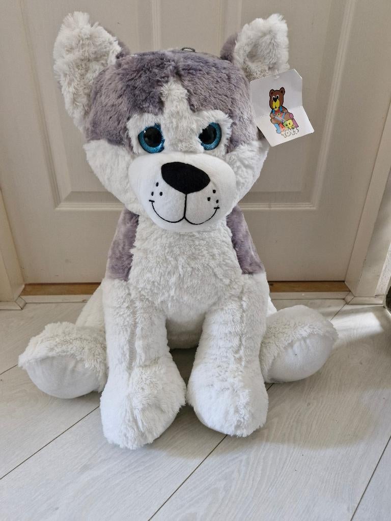 Nieuwe knuffel hond 60cm, Ophalen of Verzenden, Nieuw, Grijs, Hond
