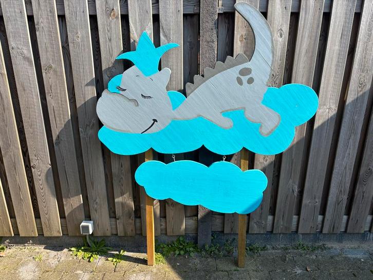 Geboortebord draakje - jongen, Kinderen en Baby's, Kraamcadeaus en Geboorteborden, Gebruikt, Geboortebord, Ophalen