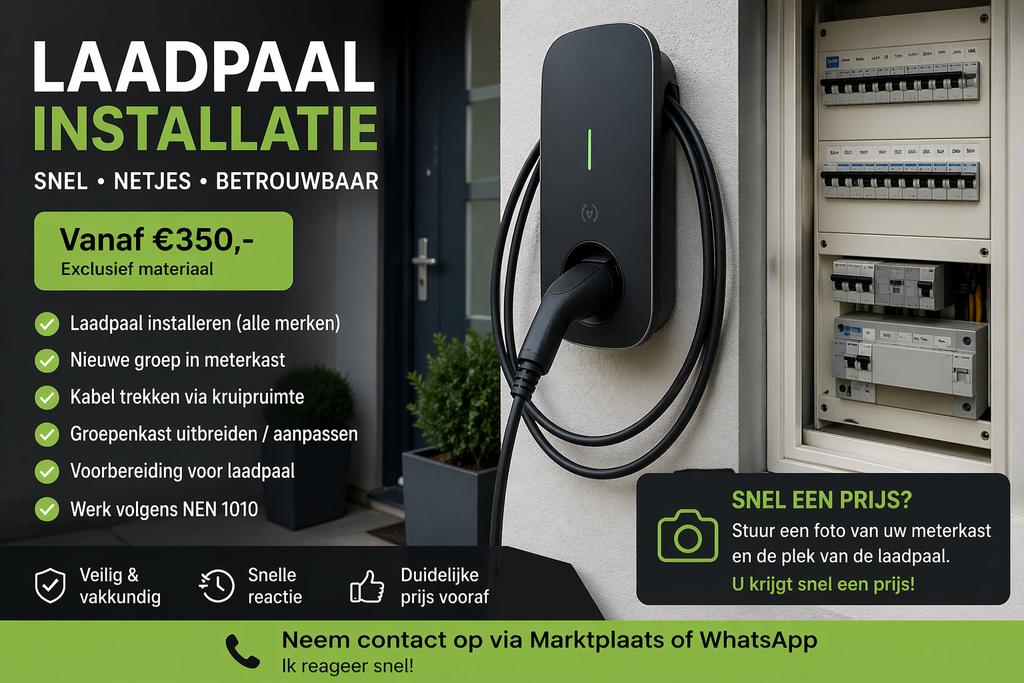 Laadpaal installeren vanaf €350 | Snel & netjes, Ophalen of Verzenden