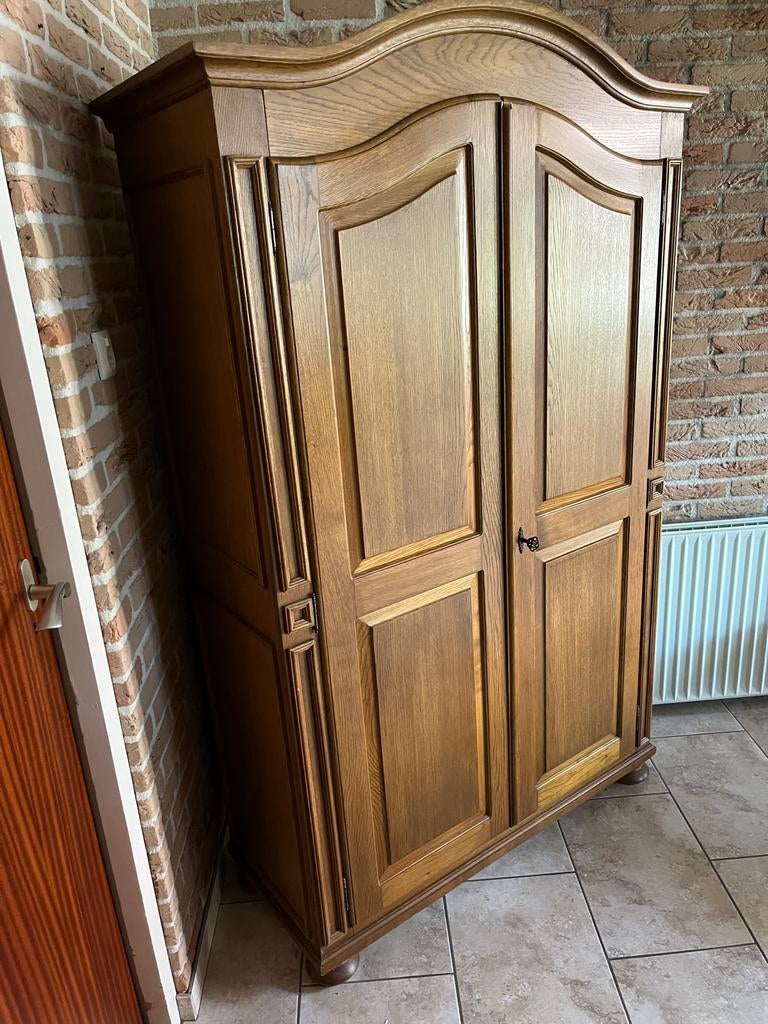 Massief eikenhouten (hang) kledingkast, Huis en Inrichting, Kasten | Kledingkasten, Ophalen, 100 tot 150 cm, Eikenhout, Zo goed als nieuw