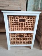 Wit kastje met 2 rieten lades - 33x38x53 cm, Huis en Inrichting, Kasten | Ladekasten, Ophalen, Minder dan 50 cm, Overige materialen