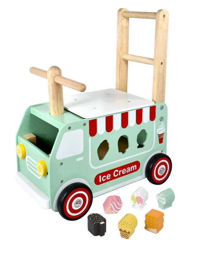 Houten loopwagen duwwagen ijscotruck I'm Toy, Kinderen en Baby's, Speelgoed | Houten speelgoed, Nieuw, Rij- of Hobbelspeelgoed