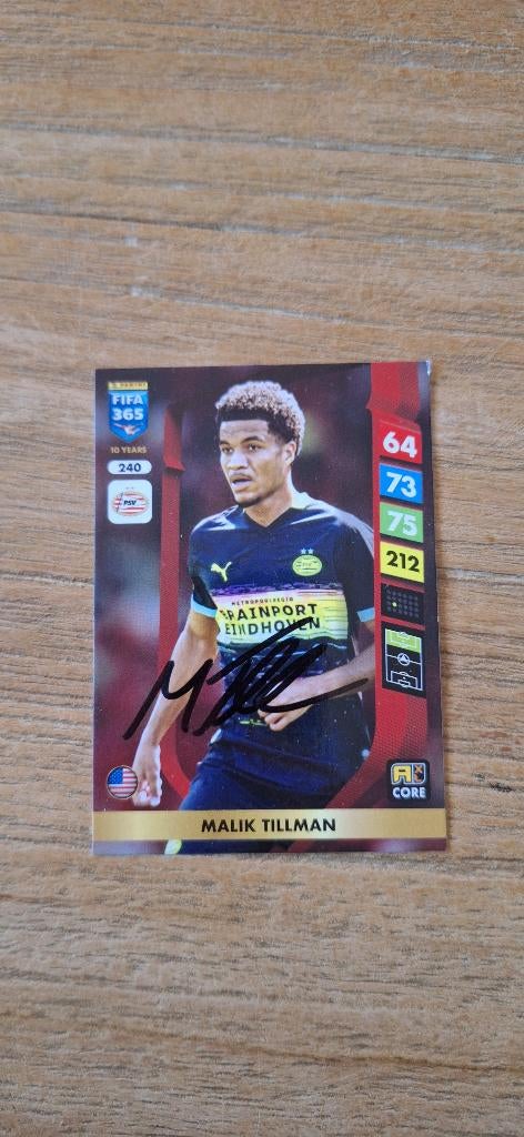 Panini trading card handtekening; Malik Tillman # PSV, Ophalen of Verzenden, Nieuw, PSV, Spelerskaart